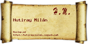 Hutiray Milán névjegykártya